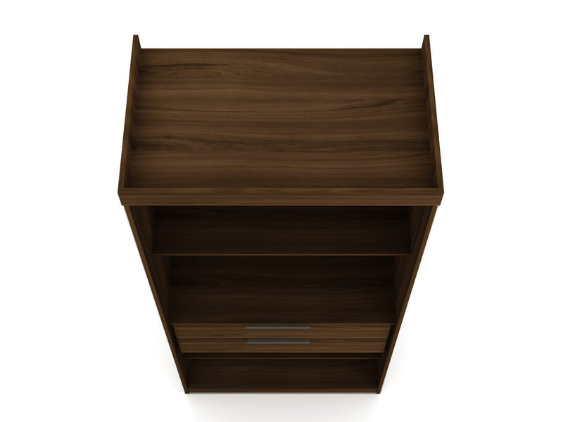 Mulberry Contemporary Modern 13-Piece Wardrobe Closet in Chestnut Brown