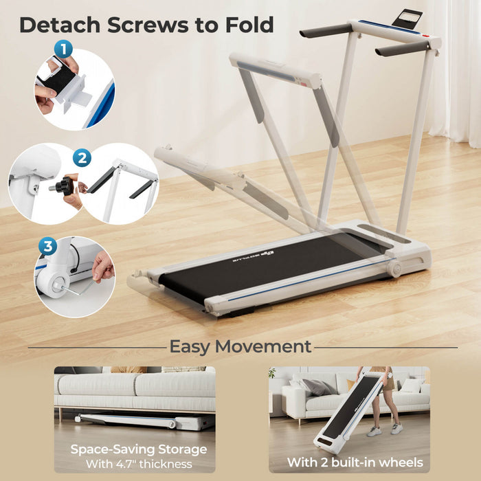 Goplus 2.25hp 3-in-1 Folding Treadmill W/table Speaker Remote Home Office White