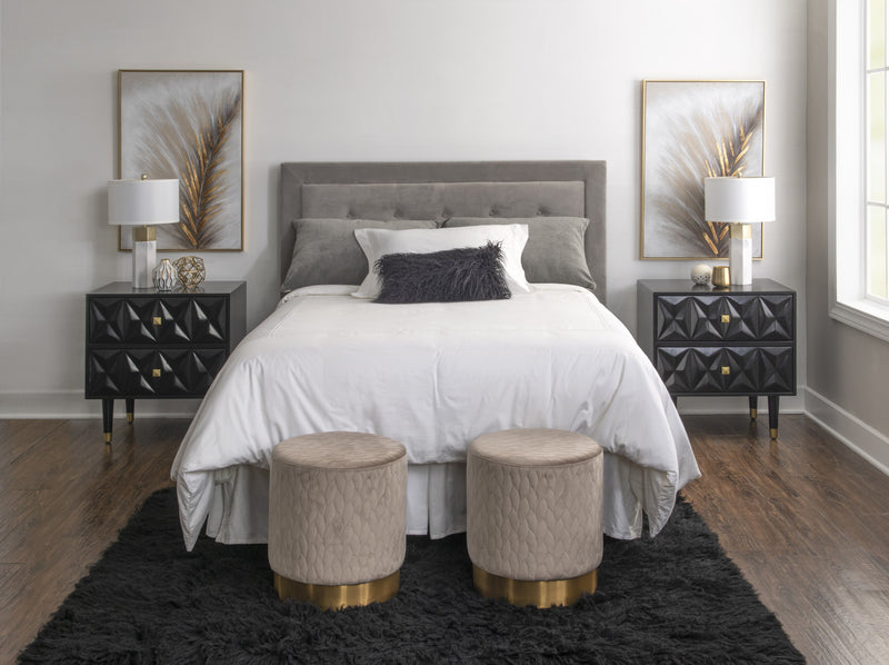 Geo 2-Drawer Textured Nightstand - Black