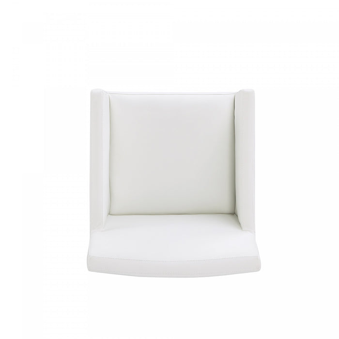 Anna Square Modern Vegan Leather Armchair in White - Set of 2
