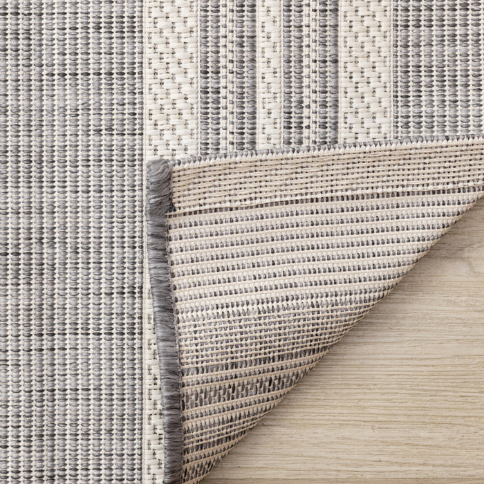 Jackson Cream Taupe Banded Stripes Rug, 5'3\" x 7'7\" Outdoor Area Rug