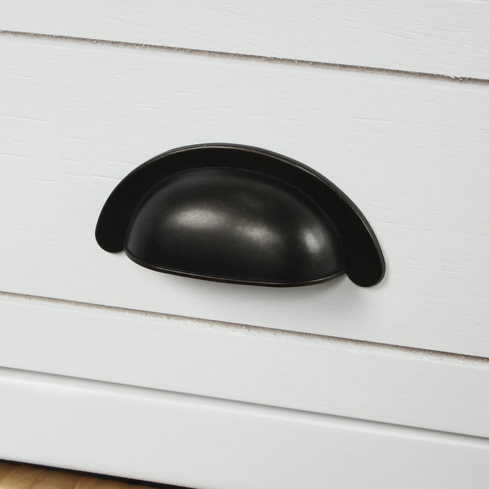 Harvey Solid Wood Storage Bench With Drawers And Rattan Baskets - White