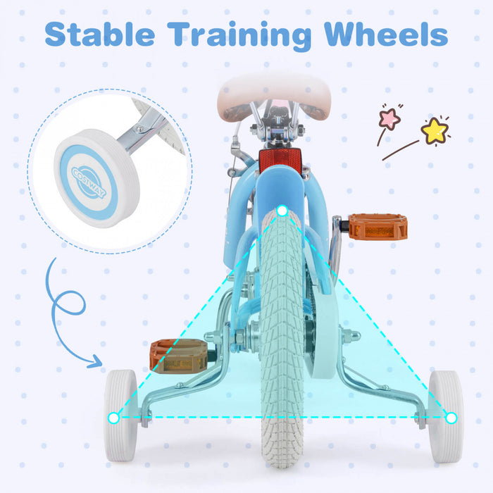 Costway 12\" Kid's Bike For 3-4 Years Old Children Bicycle With Front Handbrake Blue