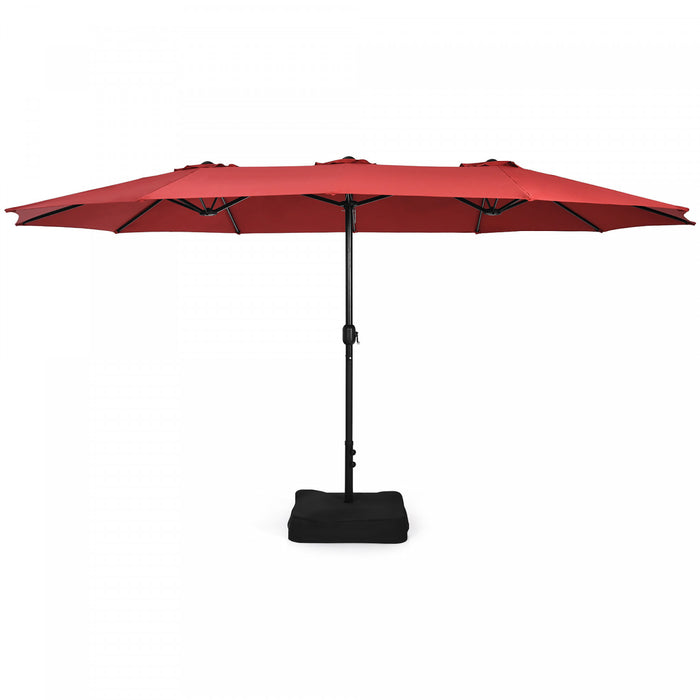 Costway 15 Ft Patio Double Sided Umbrella Outdoor Market Umbrella Burgundy