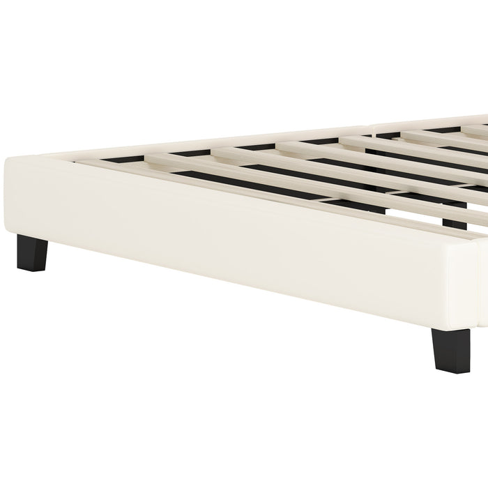 Judson Upholstered Princess Bed With Crown Headboard And Pu Platform Frame,full Size,cream Full Bed