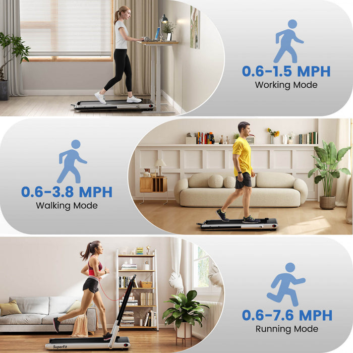 Superfit 3-in-1 Folding Treadmill With Smart Apps Remote Control Led Display And Speakers Silver