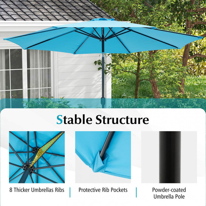 Costway 10Ft Outdoor Market Patio Table Umbrella Push Button Tilt Crank Lift Blue