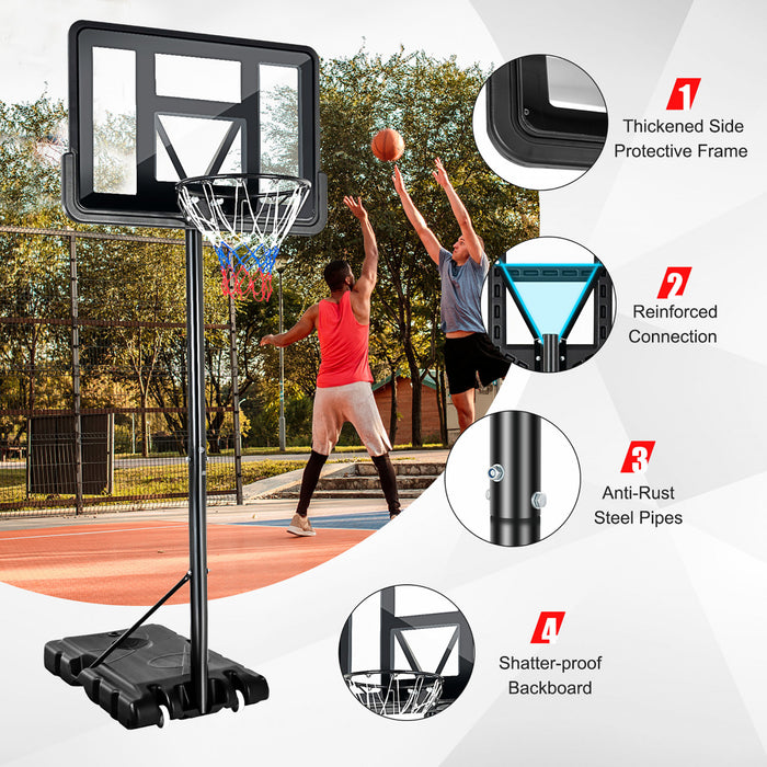 Costway Portable Basketball Hoop Stand Adjustable Height W/shatterproof Backboard Wheels