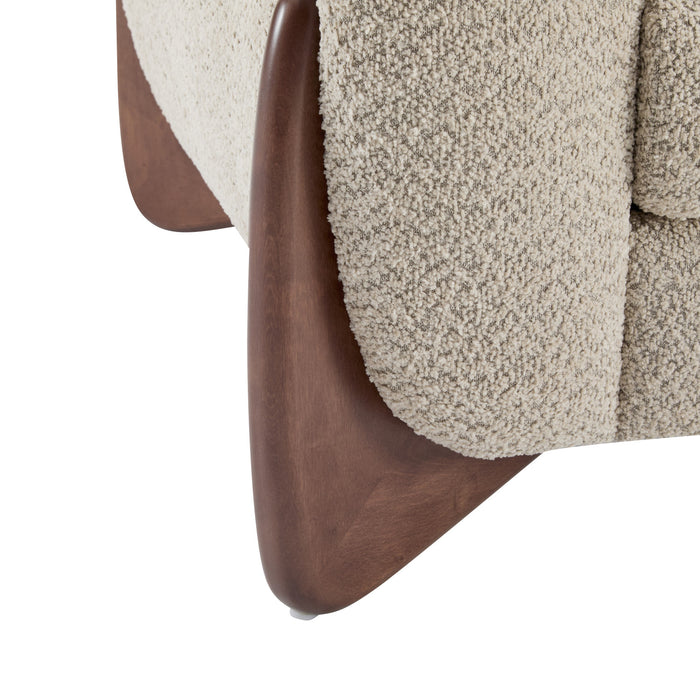 Lillian Solid Wood Modern Boucle Upholstered Loveseat Comfort Seating,Almond