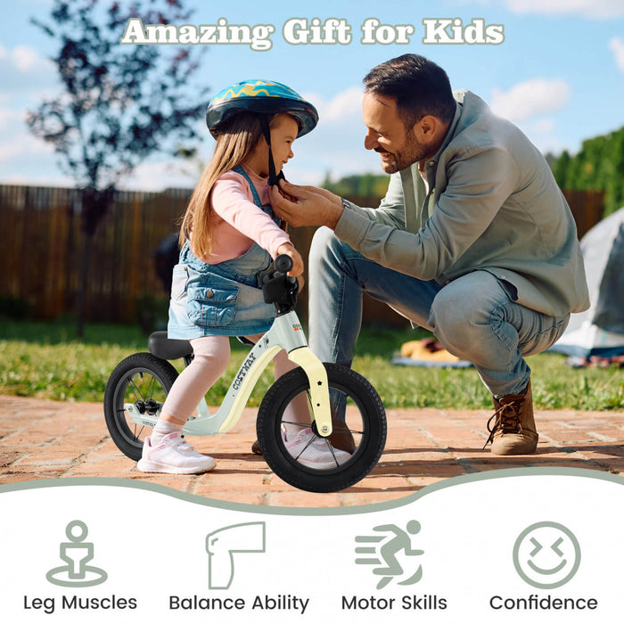 Costway 12 Inch Magnesium Toddler Balance Bike No Pedal Training Toddler Balance Bike Green