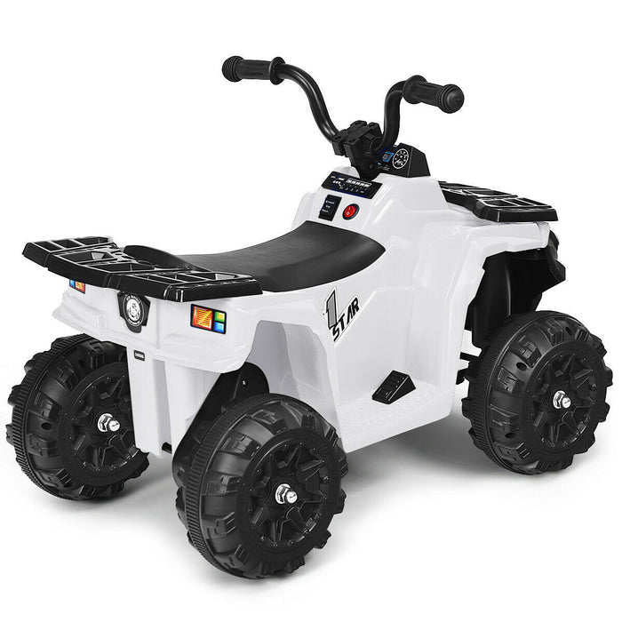 6v Battery Powered Kids Ride On Atv 4-wheeler Quad W/ Mp3 & Led Headlight White