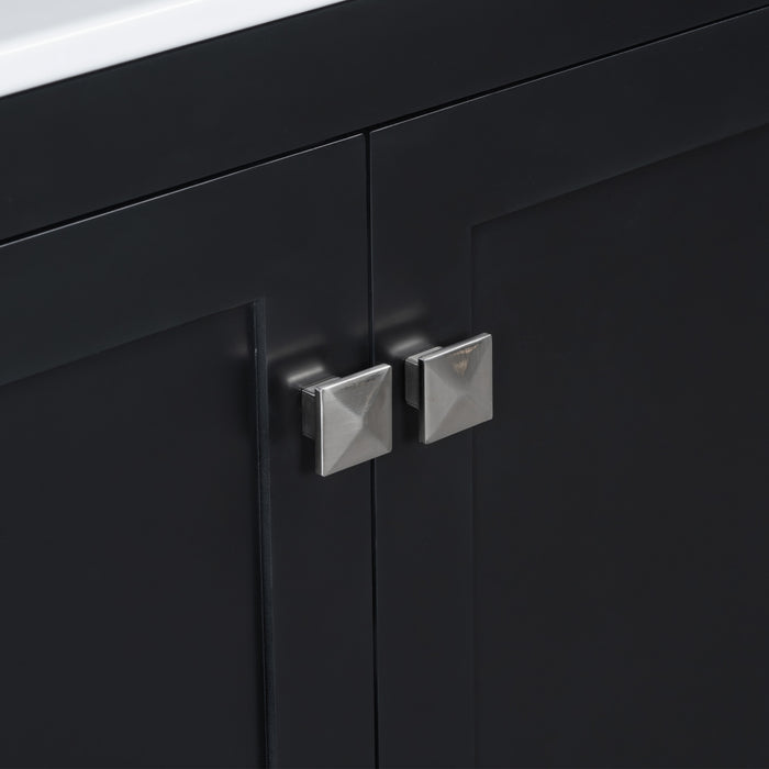 Madeline 60 Inch Double Sink Bathroom Vanity with Ceramic Basins and Smart Storage，Black