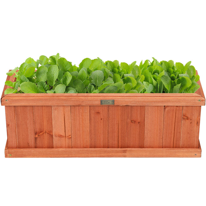 Costway 28 Inch Wooden Flower Planter Box Garden Yard Decorative Window Box Rectangular
