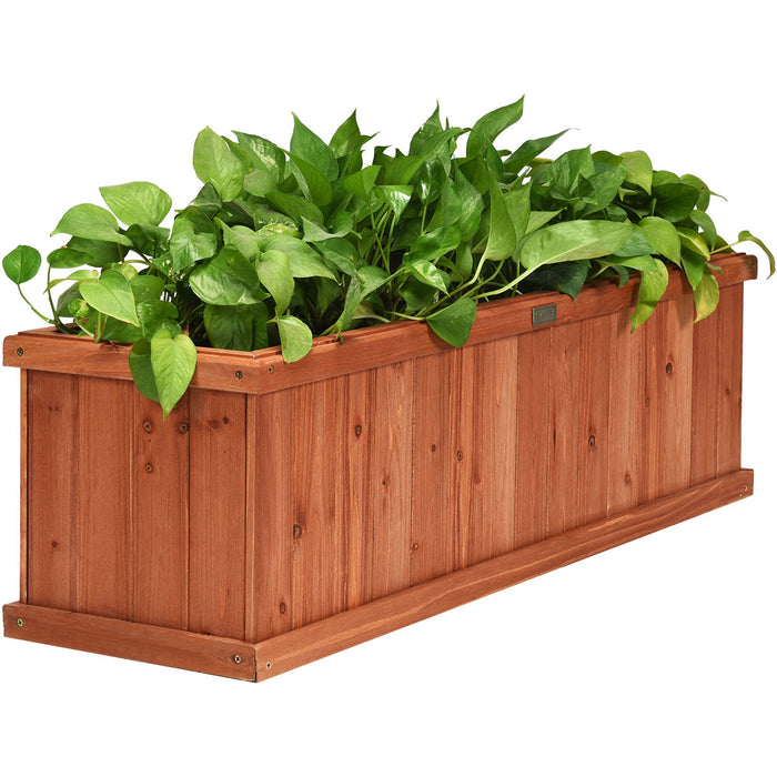 Costway 40 Inch Wooden Flower Planter Box Garden Yard Decorative Window Box Rectangular
