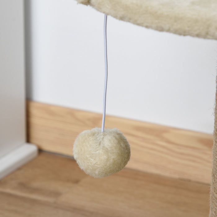 Pawhut Small Cat Tree With Scratching Post, Perch, Toy Ball, Cat Tower For Indoor Cats - 16\" X 16\" X 19\", Beige