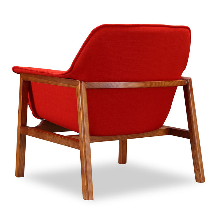Manhattan Comfort Miller Linen Weave Accent Chair - Burnt Orange & Walnut