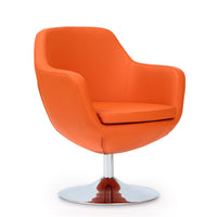 Manhattan Comfort Caisson Polished Chrome Faux Leather Swivel Accent Chair - Orange