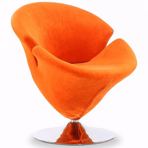 Manhattan Comfort Tulip Polished Chrome Velvet Swivel Accent Chair - Orange