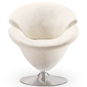 Manhattan Comfort Tulip Polished Chrome Velvet Swivel Accent Chair - White
