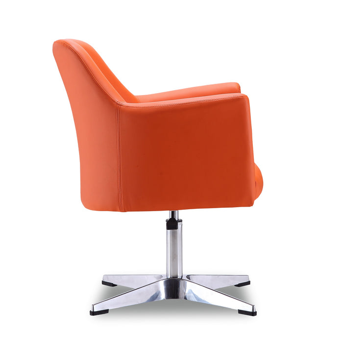 Manhattan Comfort Pelo Polished Chrome Faux Leather Adjustable Height Swivel Accent Chair - Orange