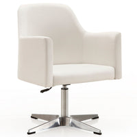 Manhattan Comfort Pelo Polished Chrome Faux Leather Adjustable Height Swivel Accent Chair - White