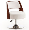 Manhattan Comfort Salon Polished Chrome Faux Leather Adjustable Height Swivel Accent Chair - White