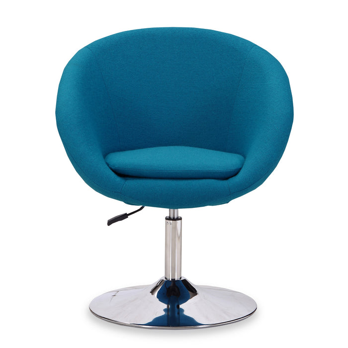 Manhattan Comfort Hopper Polished Chrome Wool Blend Adjustable Height Chair - Blue
