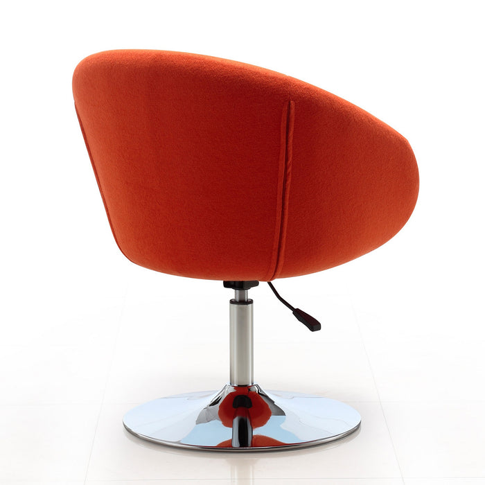 Manhattan Comfort Hopper Polished Chrome Wool Blend Adjustable Height Chair - Orange
