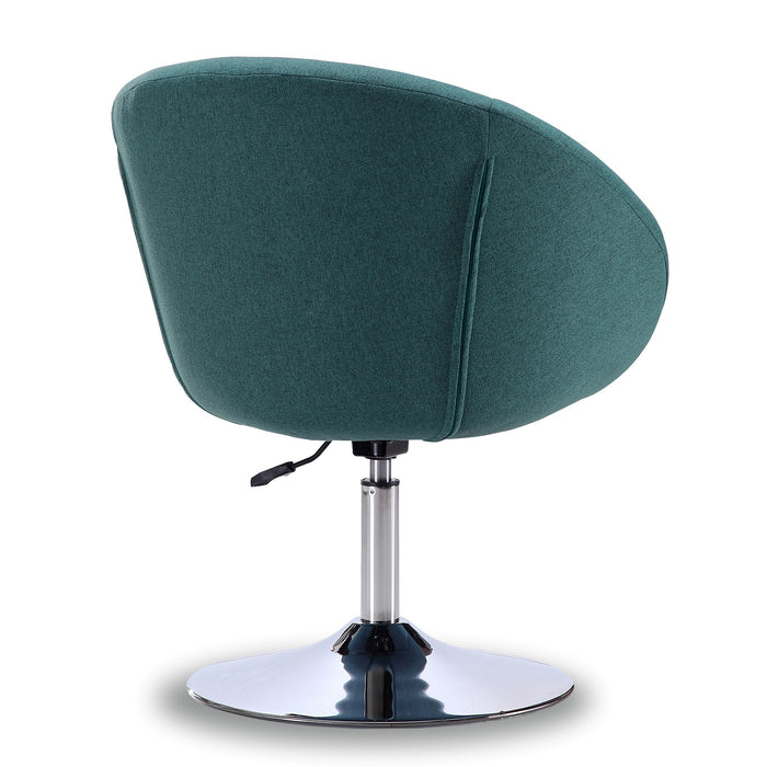 Manhattan Comfort Hopper Polished Chrome Twill Adjustable Height Accent Chair - Sky Blue