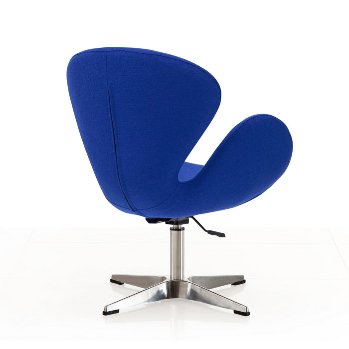 Manhattan Comfort Raspberry Polished Chrome Wool Blend Adjustable Swivel Chair - Blue