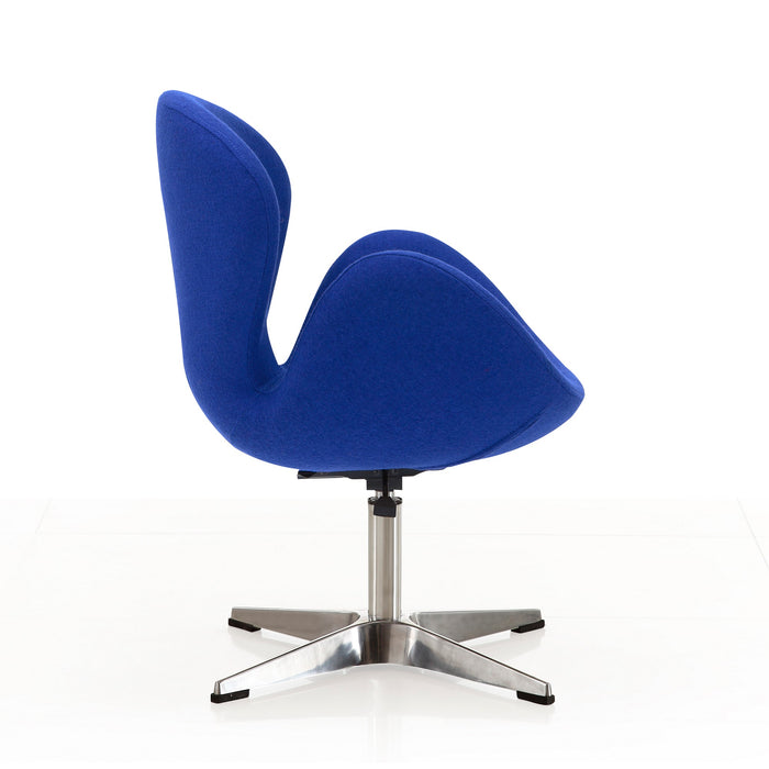 Manhattan Comfort Raspberry Polished Chrome Wool Blend Adjustable Swivel Chair - Blue
