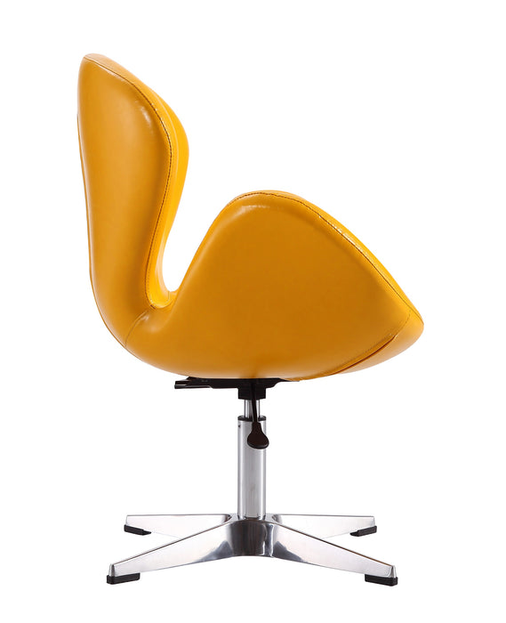 Manhattan Comfort Raspberry Polished Chrome Faux Leather Adjustable Swivel Accent Chair - Yellow