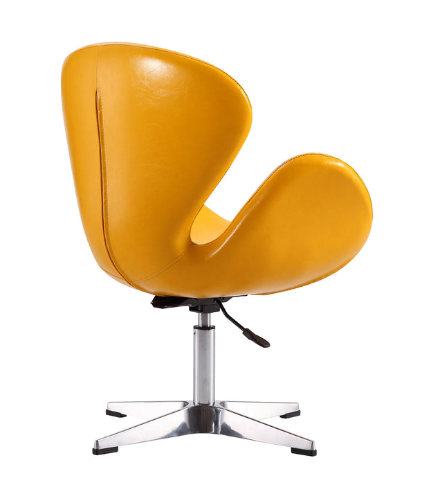 Manhattan Comfort Raspberry Polished Chrome Faux Leather Adjustable Swivel Accent Chair - Yellow