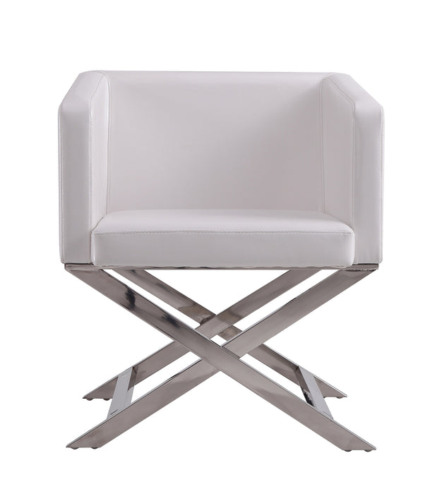 Manhattan Comfort Hollywood Polished Chrome Faux Leather Lounge Accent Chair - White