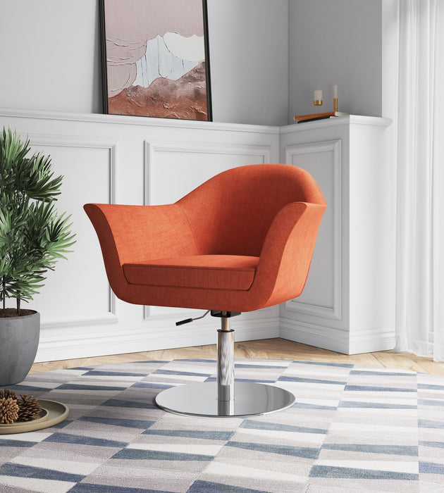 Manhattan Comfort Voyager Brushed Metal Woven Swivel Adjustable Accent Chair - Orange