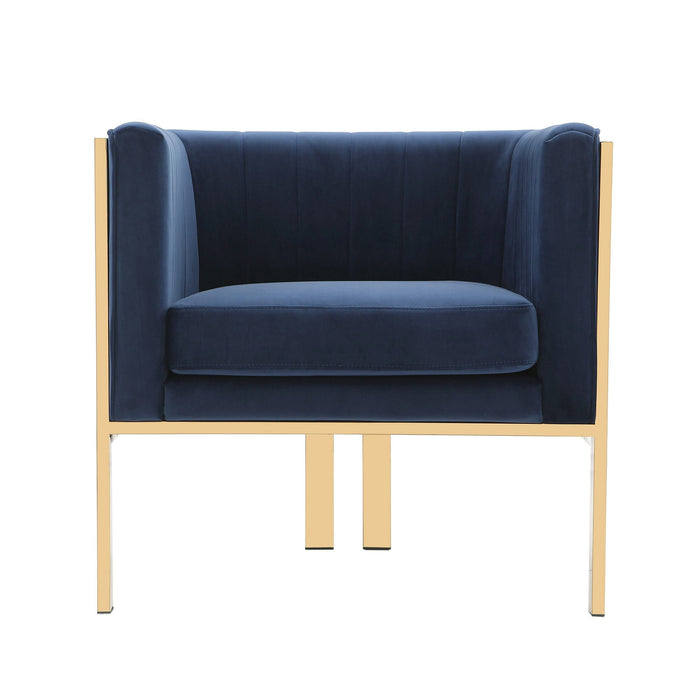 Manhattan Comfort Paramount Polished Brass Velvet Accent Armchair - Royal Blue
