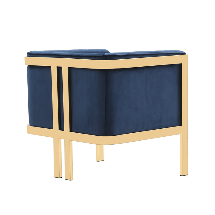 Manhattan Comfort Paramount Polished Brass Velvet Accent Armchair - Royal Blue