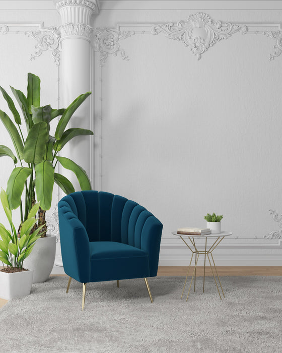 Manhattan Comfort Rosemont Velvet Accent Chair - Blue & Gold