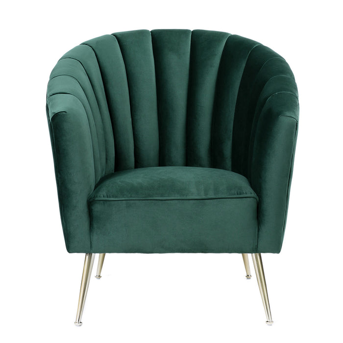 Manhattan Comfort Rosemont Velvet Accent Chair - Green & Gold