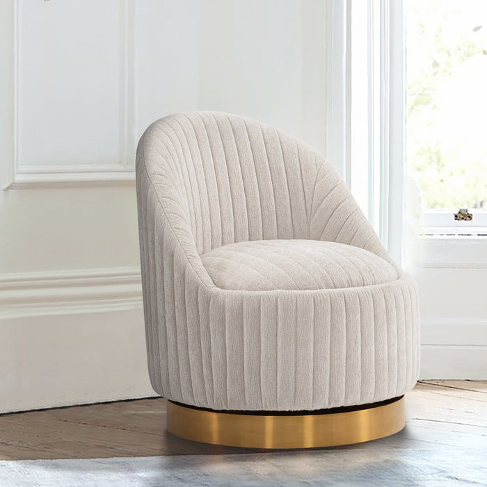 Manhattan Comfort Modern Leela Swivel Chenille Accent Chair - Cream