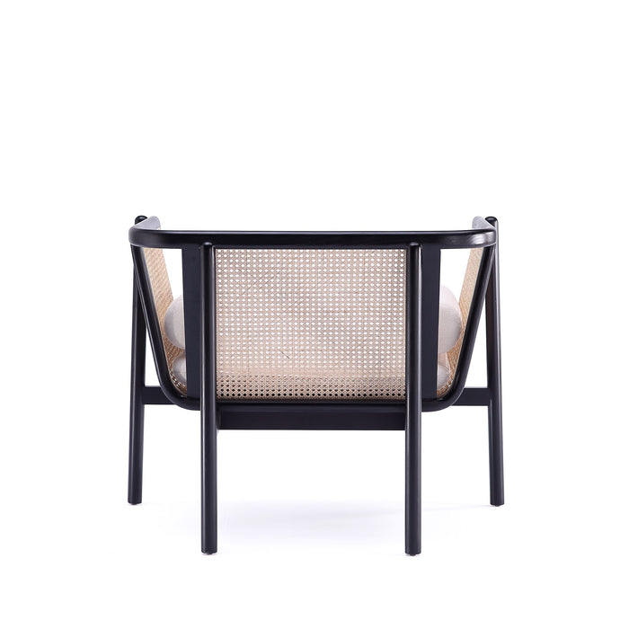 Manhattan Comfort Versailles Accent Chair - Black, Natural Cane & Cream
