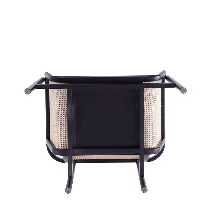 Manhattan Comfort Versailles Accent Chair - Black, Natural Cane & Cream