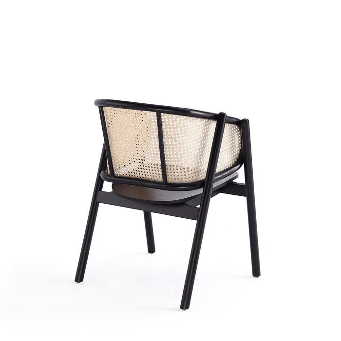 Manhattan Comfort Versailles Armchair - Black & Natural Cane