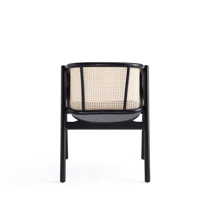 Manhattan Comfort Versailles Armchair - Black & Natural Cane