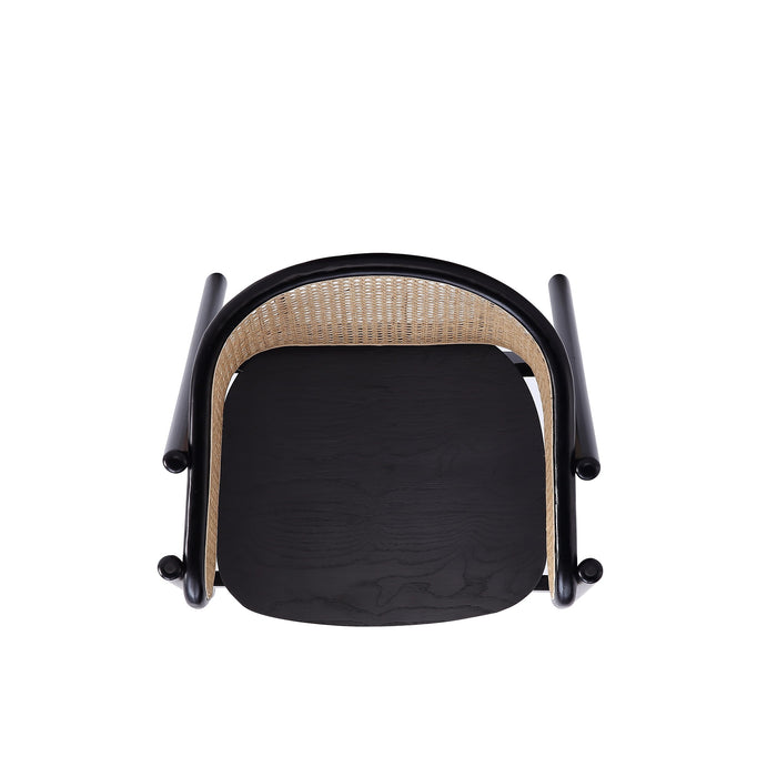 Manhattan Comfort Versailles Armchair - Black & Natural Cane