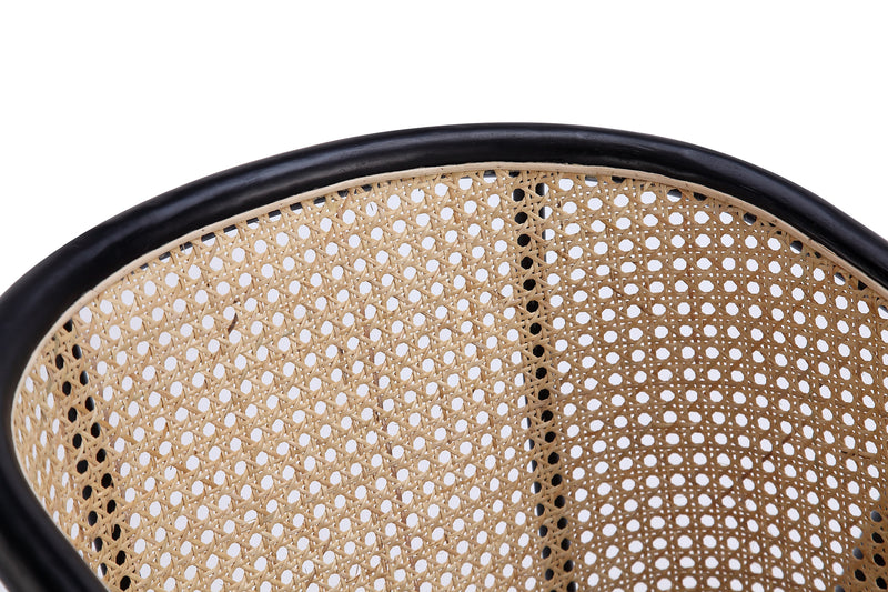 Manhattan Comfort Versailles Armchair - Black & Natural Cane