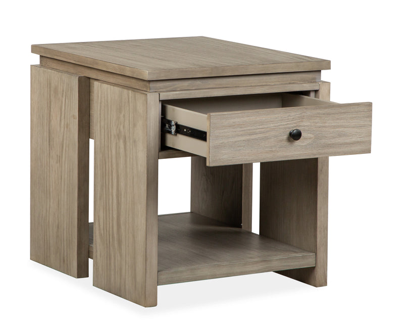 Addams 22\" End Table with Storage - Stone Harbor Grey