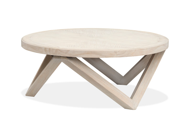 Albion 40” Contemporary Round Coffee Table - Coconut Cream