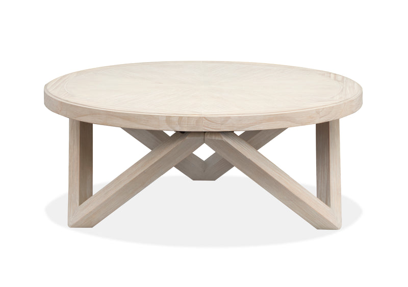 Albion 40” Contemporary Round Coffee Table - Coconut Cream