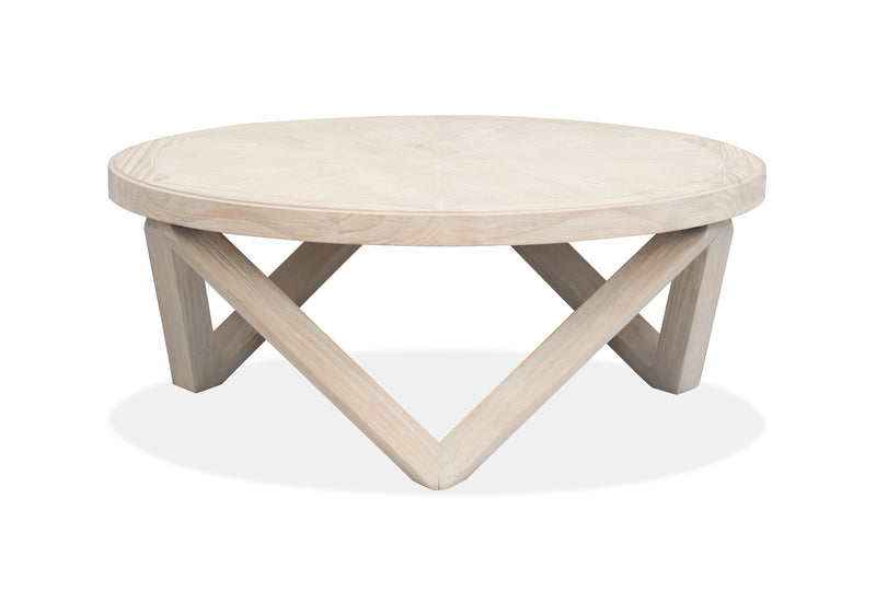 Albion 40” Contemporary Round Coffee Table - Coconut Cream